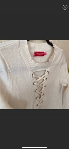 n:philanthropy n.philanthropy Cream Wool Cashmere Blend Lace Up Sweater