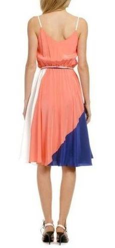 Yumi Kim  Womens Leon Tricolor Colorblock Silk Midi Dress With Tie Belt Size XS