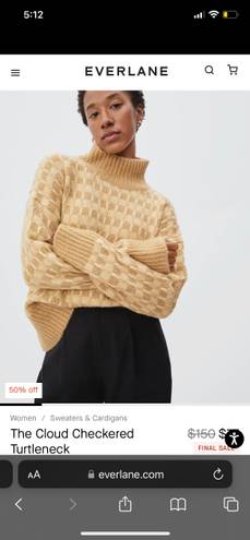 Everlane The Cloud Checkered Turtle-Neck Sweater