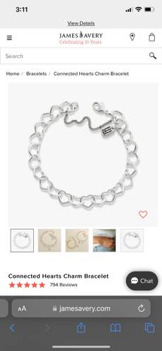 James Avery Linked Hearts Charm Bracelet