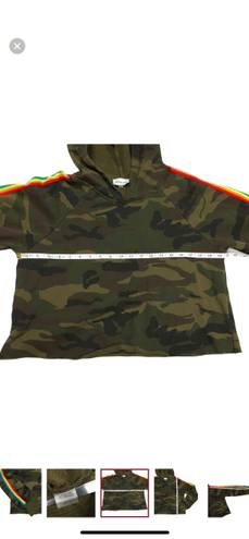 Sugar and L!ps Crop Camo Rainbow Sleeve Hoodie