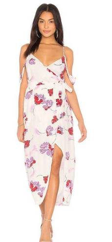 Bardot | Camellia White Floral Print Off-the-Shoulder Wrap Slit Dress