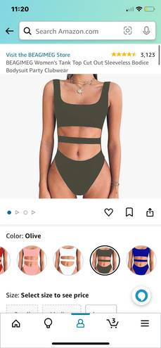 One Piece Olive Green Cut Out  Bodysuit