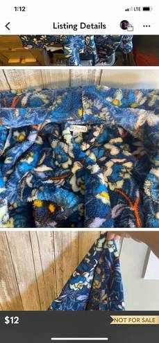 Vera Bradley Hooded Bath Robe Size S/M Navy Blue Floral Design