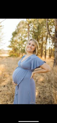 Isabel Maternity Blue Dress With Wrap