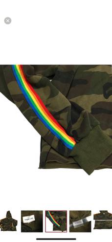 Sugar and L!ps Crop Camo Rainbow Sleeve Hoodie