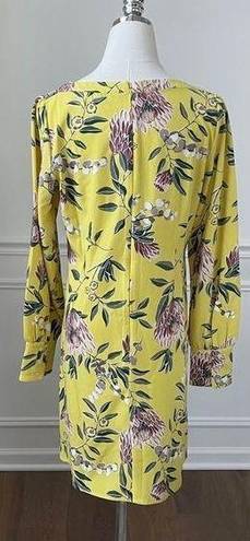 Loft  Yellow Floral Long Sleeve Shift Dress 4