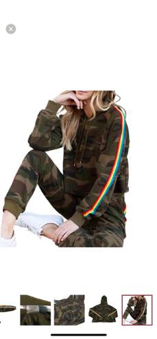 Sugar and L!ps Crop Camo Rainbow Sleeve Hoodie