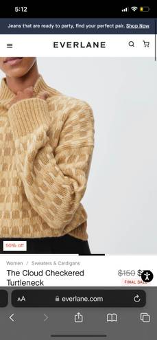 Everlane The Cloud Checkered Turtle-Neck Sweater