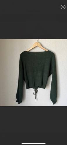 SEEK the Label Olive Green Corset Lace Up Sweater