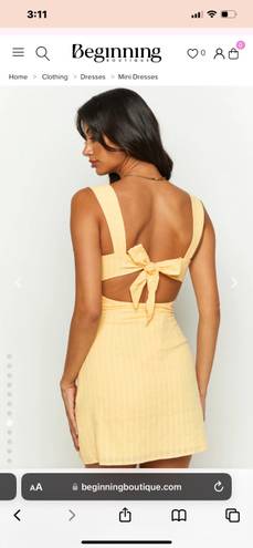 Beginning Boutique Taylor Yellow Tie Back Mini Dress