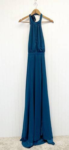 Yumi Kim NEW  Womens M High Demand Maxi Dress Ink Blue Halter Top Gown