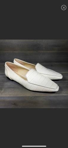 Vince Camuto Kallassa Off White Croc Embossed Square Toe Leather Loafers Size 10