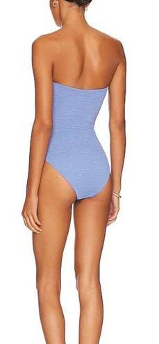 We Wore What NWT  Ruched Bandeau One Piece in Blue Jean