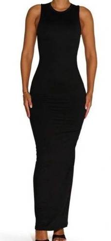 Naked Wardrobe NWOT  Care Crewneck Sleeveless Solid Black Maxi Dress SZ XS