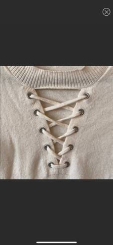 n:philanthropy n.philanthropy Cream Wool Cashmere Blend Lace Up Sweater