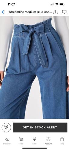 Lulus Streamline Medium Blue Chambray Paperbag Wide-Leg Trouser Pants