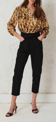 Ba&sh  • Jalia Trousers jeans belted crop high waist paper bag Blackstone denim