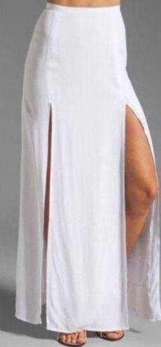 BB Dakota  Front Slits Maxi Skirt Womens size 6 Optic White Maxi Long Slip