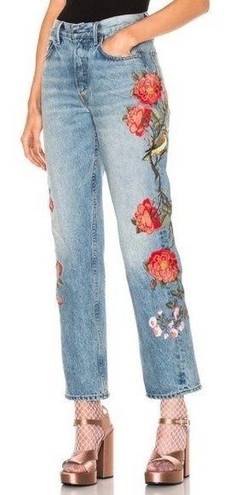 GRLFRND  Denim Helena High-Rise Straight Jeans in Hall & Oats Size 26 Embroidered