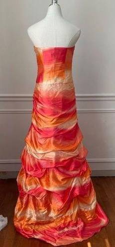 Jump Vintage Y2K  Orange Sherbert Ombre Strapless Ruched Gown Formal Dress 3 4