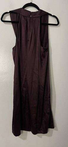 Vince  Silk Ruffle Front Dress Size Large Maroon NWT Sleeveless Cocktail Party