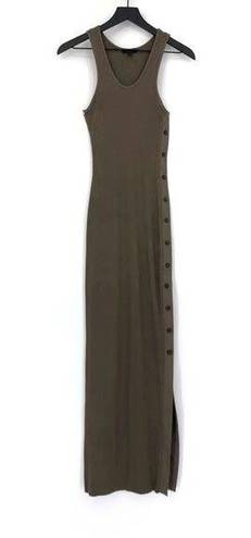 The Range  Ribbed Button Maxi Dress Olive Green XS