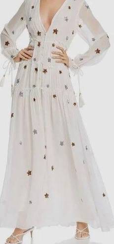 Rococo  Sand White Sequin Star Tiered Maxi Dress