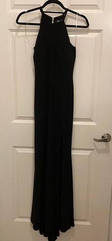 Jump Long Formal Black Dress Halter w/ Leg Slit Sz 1/2 NWT