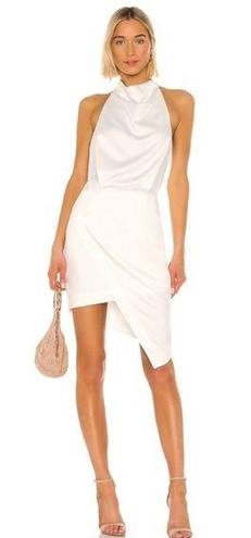 Elliatt NEW  Camo ASYMMETRIC White Ivory SATIN Halter DRAPED Cocktail dress sz S