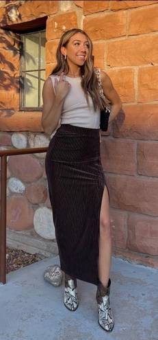 American Threads Brown Velvet Maxi Skirt