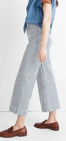 Madewell  Emmett Wide-Leg Crop Pants in Herringbone Railroad Stripe Sz 31