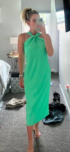 Satin Halter Dress Green Size XS