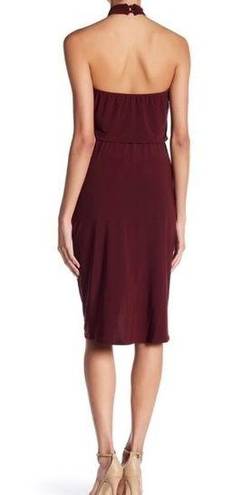 Laundry by Shelli Segal Shelli Segal Halter Jersey Dress Cocktail MIDI NWT Maroon Wine Formal Short Gown