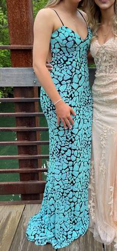 Jovani Prom Dress- Black And Teal Sparkly Dress:  JVN JVN05739 DRESS