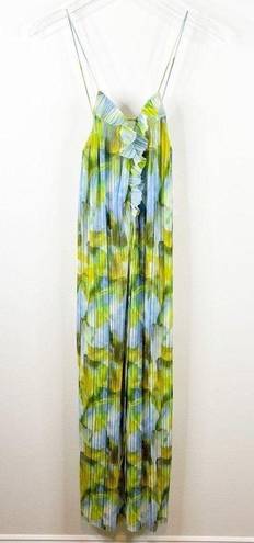 ZARA Pleated Watercolor Maxi Dress S