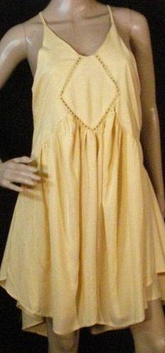 Romeo + Juliet Couture Romeo + Juliet Yellow Halter Strap Dress Womens M Layered Sundress Skater Mini