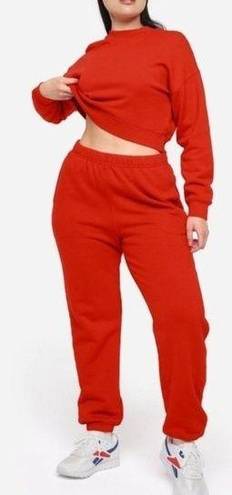 Mate the Label NWT  Organic Red Fleece Relaxed Pocket Sweatpants - L