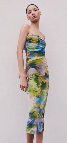 ZARA Strapless Watercolor Dress