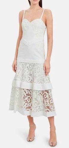 Alexis  Harlowe Lace Tiered Midi Dress in White Sz XS