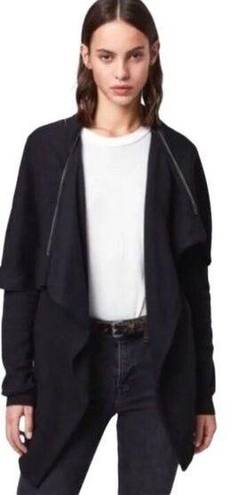 All Saints Dahlia black asymmetrical convertible sweatshirt jacket XS