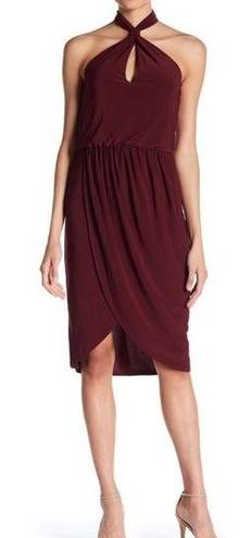 Laundry by Shelli Segal Shelli Segal Halter Jersey Dress Cocktail MIDI NWT Maroon Wine Formal Short Gown