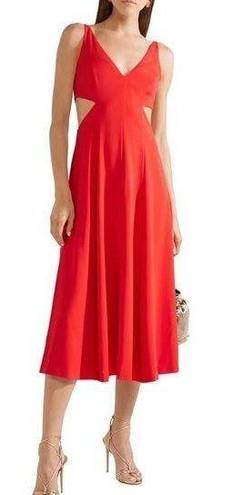 Jason Wu GREY  tomato red Cutout crepe de chine midi dress