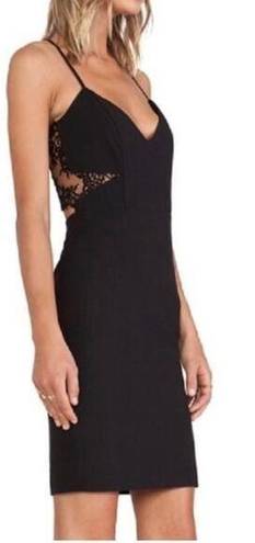 Michelle Mason  Revolve Black Lace Cocktail Spaghetti Strap Open Back Mini Dress