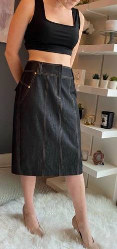 Cache  Long Denim Skirt