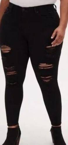 Torrid  Skinny Stretch High-Rise Jean Black distressed Plus size 22R NWT