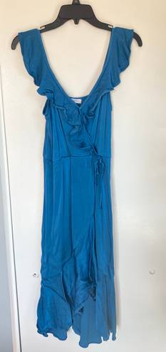 Socialite Blue Satin Flowy Midi Dress