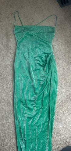 Selfie Leslie Moonstone Slide Slit Strappy Back Middy Green Dress 