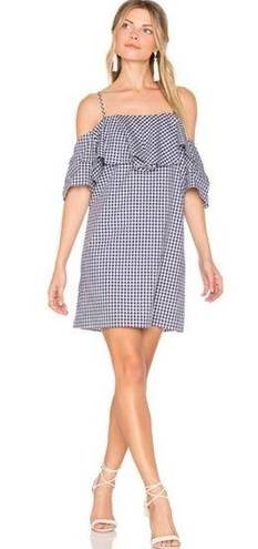 Amanda Uprichard  Marise Navy Gingham Ruffle Dress P XS