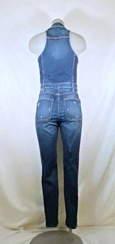 GUESS Blue Stretch Denim Zip Tapered Sleeveless Jumpsuit~4~